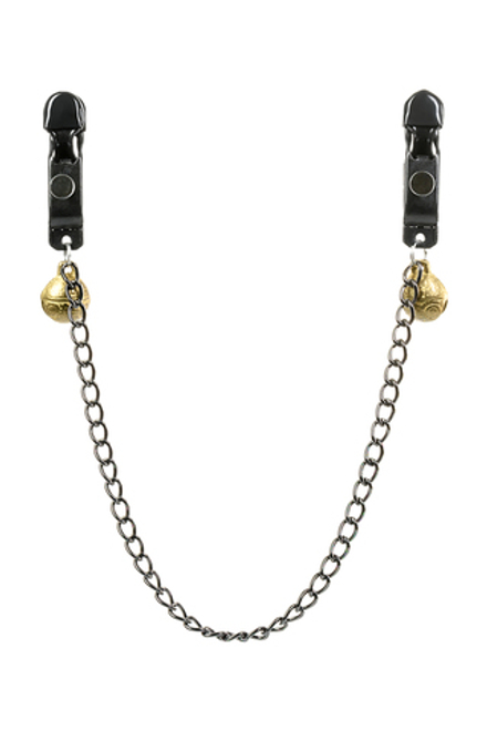 Зажимы для сосков TOYFA Theatre с цепочкой, чёрный металл