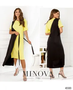 Платье 2288-лимонный-черный Minova