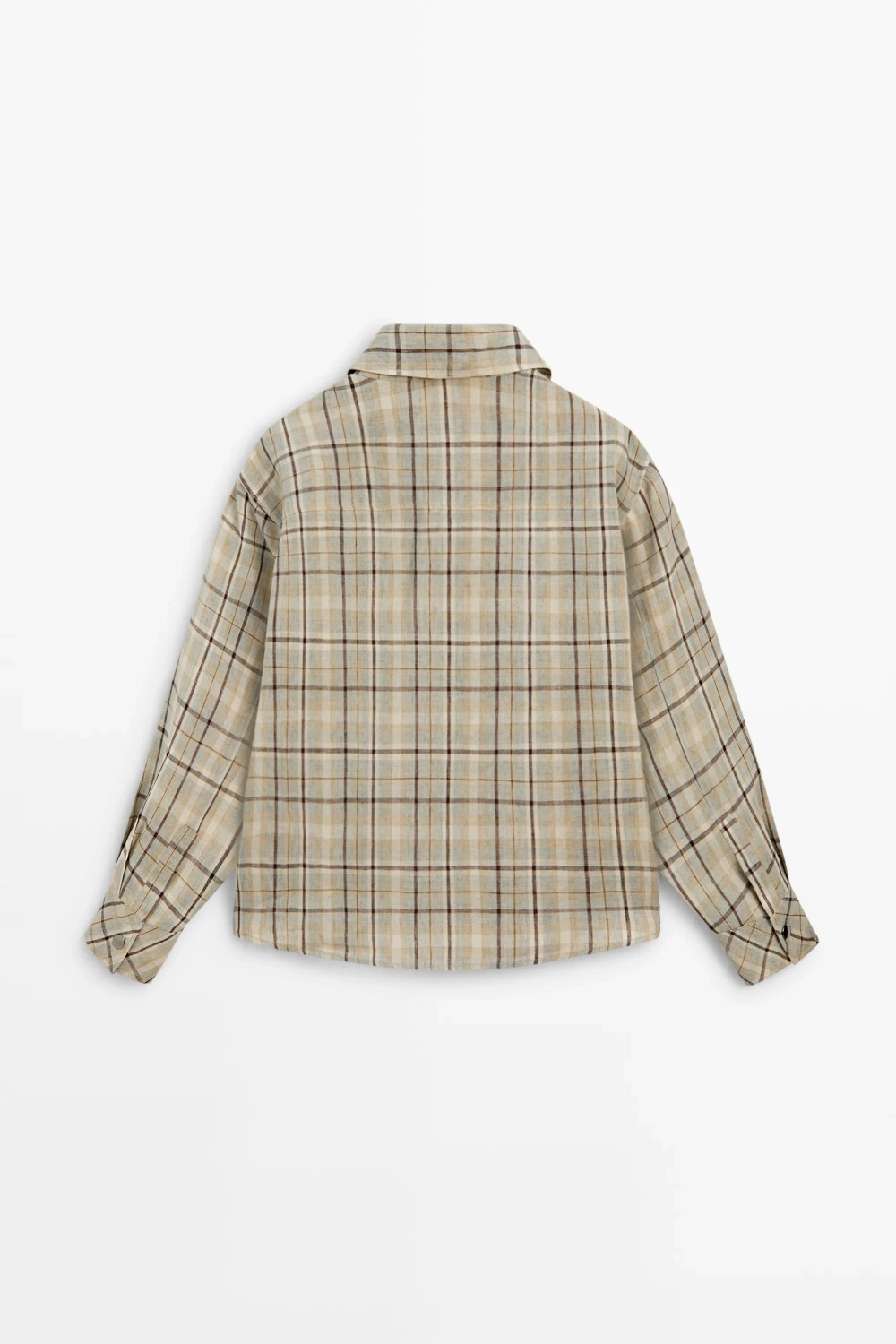 Рубашка из 100% льна в клетку на пуговицах - MASSIMO DUTTI