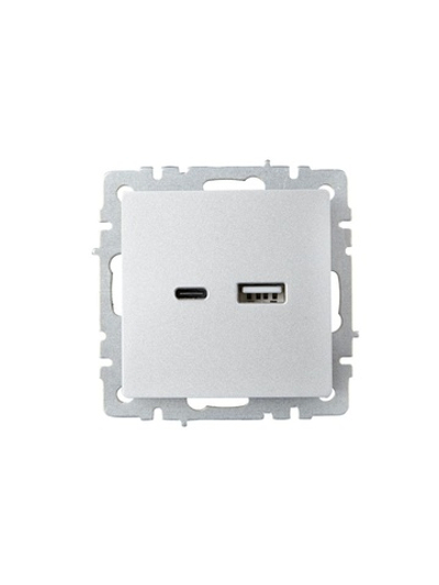 Розетка BRITE USB A+C 18Вт РЮ11-1-БрА механизм алюм. IEK BR-U22-018-K47