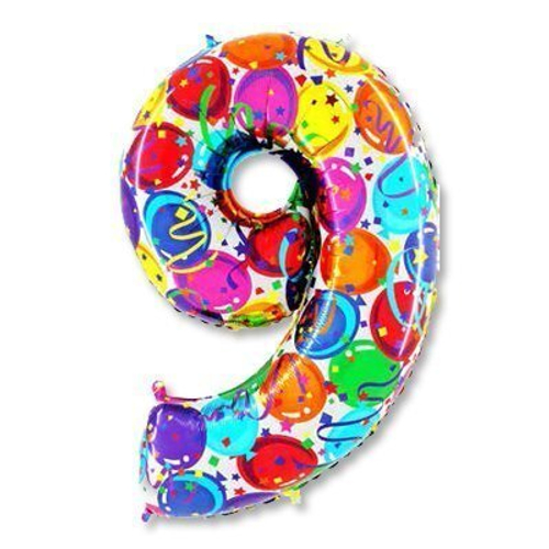 Шар фольгированный Цифра "9" 40'' Шары с гелием