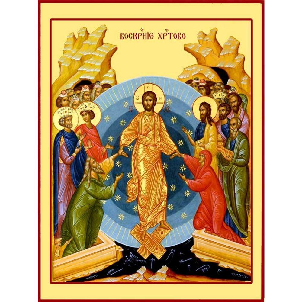 Воскресение Христово. Икона на липовой доске.