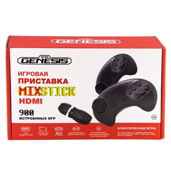 Игровая приставка Retro Genesis MixStick HD (900 игр, 2 беспроводных джойстика, HDMI, 8+16Bit, Rewind)