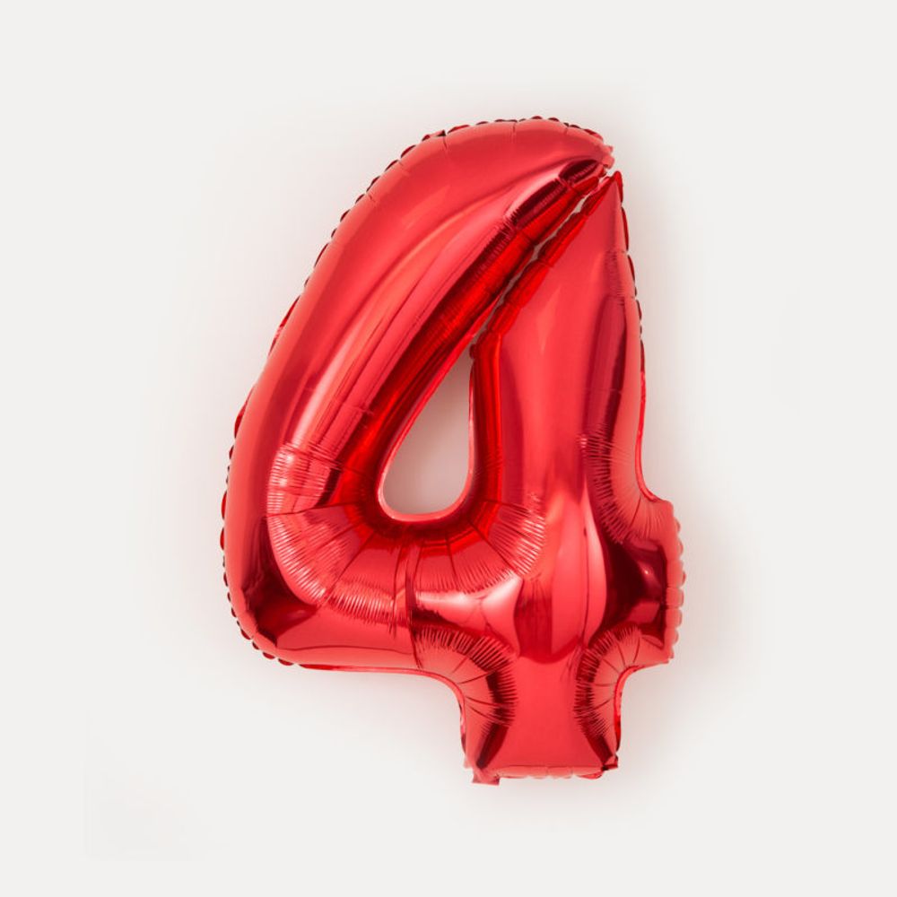 шар F 40"/102 см Цифра "4", Красный  Изображение3