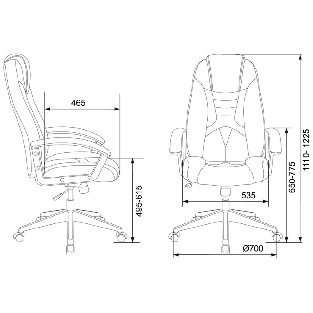Кресло игровое ZOMBIE 8/8N/BLACK, PL, экокожа черный, топ-ган (до 180кг)