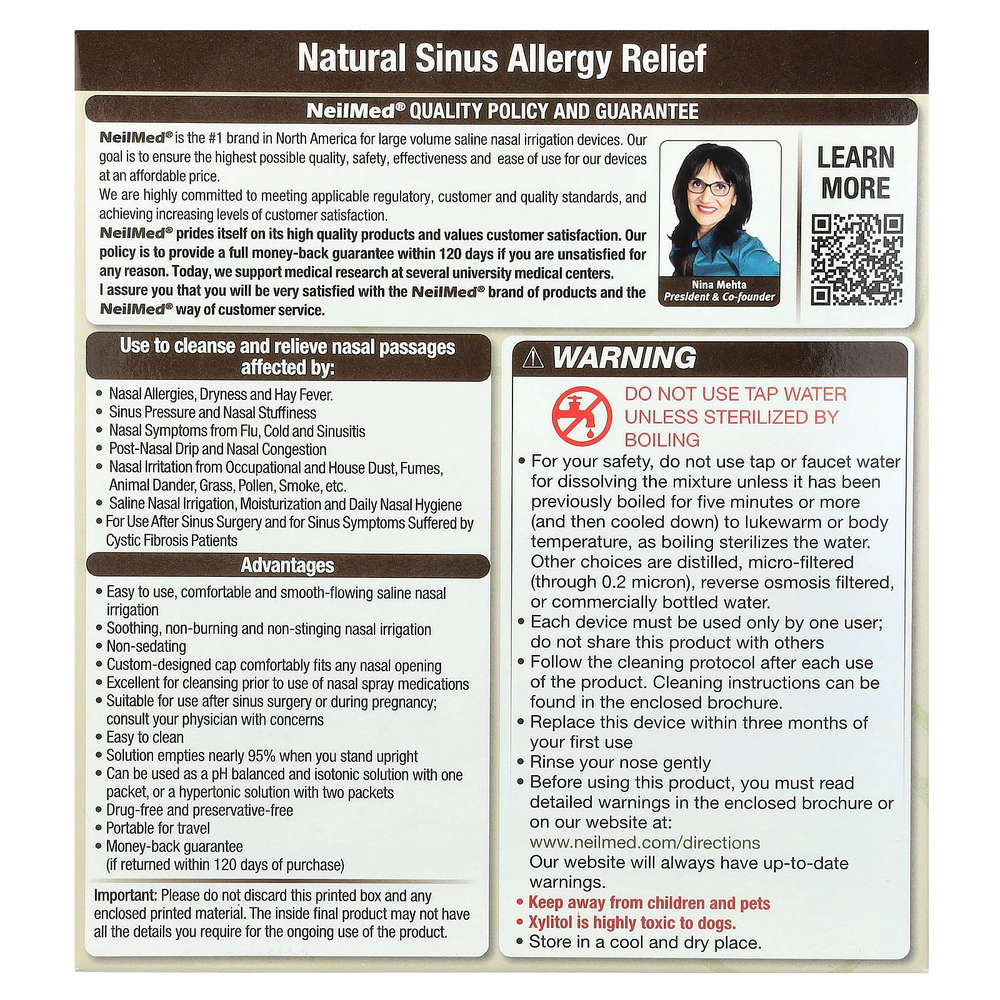 NeilMed, Sinus Rinse®, ксилитол, набор Sinus Rinse™, набор из 2 предметов