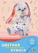 Бумага цв. А4 8л. 8цв. мелов. двустор. "Плюшевый зайка" (Апплика)