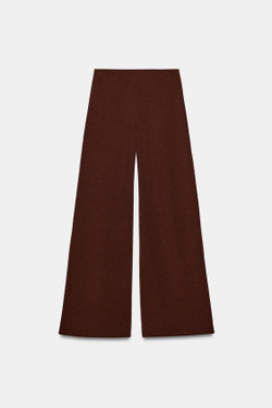 ZARA ШИРОКИЕ ФАКТУРНЫЕ БРЮКИ, КОРИЧНЕВЫЙ
