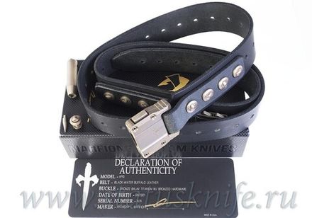 Ремень Marfione APIS Distressed Black Water Buffalo Leather Titanium Bronzed