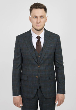 Мужской костюм тройка (серо-синий) В97