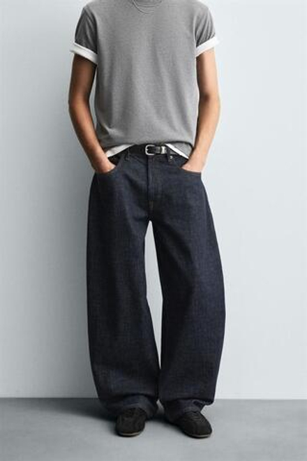 ZARA ДЖИНСЫ BALLOON FIT, ТЕМНО-СИНИЙ
