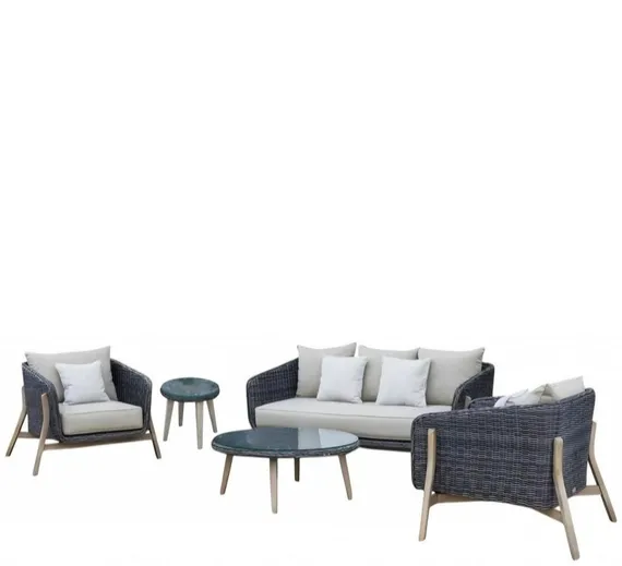 Комплект уличной мебели Jura из массива акации, алюминия и ротанга, серый, натуральный