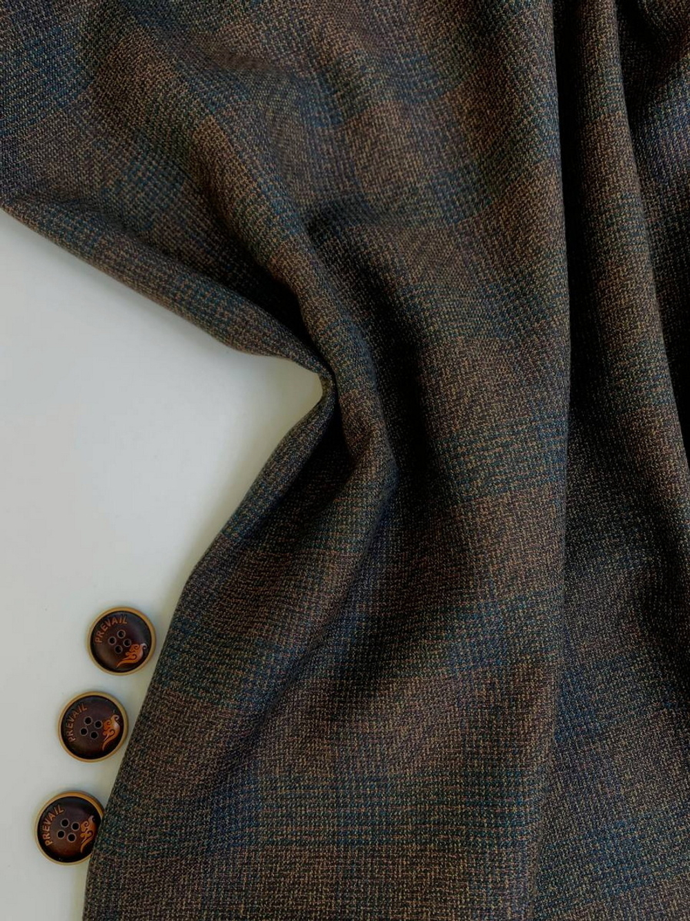 Костюмная хлопок принт клетка, коричн/красн, NB#332