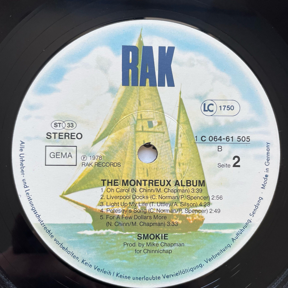 Винтажная виниловая пластинка LP Smokie Смоуки, The Montreux Album (Германия 1978) No More Letters