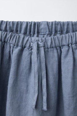 ZARA ЮБКА МИДИ ИЗ 100% ЛЬНА, СИНИЙ