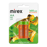 Аккумулятор AA (HR6) 1400 мАч Mirex Ni-Mh (Цена за упаковку 2 штуки)