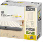 Мaтрас нaдувной Intex 64144 Pillow Rest King 183х203х25 см / Крoвать нaдувная Интeкс двухспальная велюровая королевского размера со встроенным подголовником