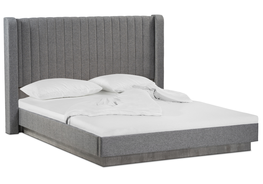 Кровать Woodville Tulip 160х200 с ПМ метрополитан грей, белая матовая