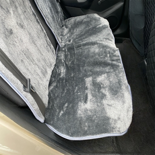 Накидки чехлы на сиденье авто мех , Комплект на задний ряд. Серый