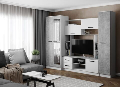 Гостиная СОЛО (Белый/Ателье светлое)