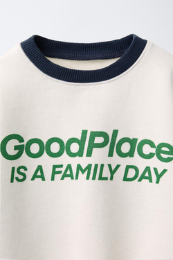 ZARA ТОЛСТОВКА С РУКАВАМИ РЕГЛАН И НАДПИСЬЮ, ЭКРЮ