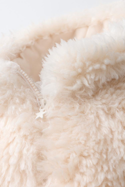 ZARA КУРТКА ИЗ ИСКУССТВЕННОГО МЕХА, ЭКРЮ