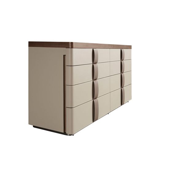 Комод 7203 из кожи, ореха и полированной стали