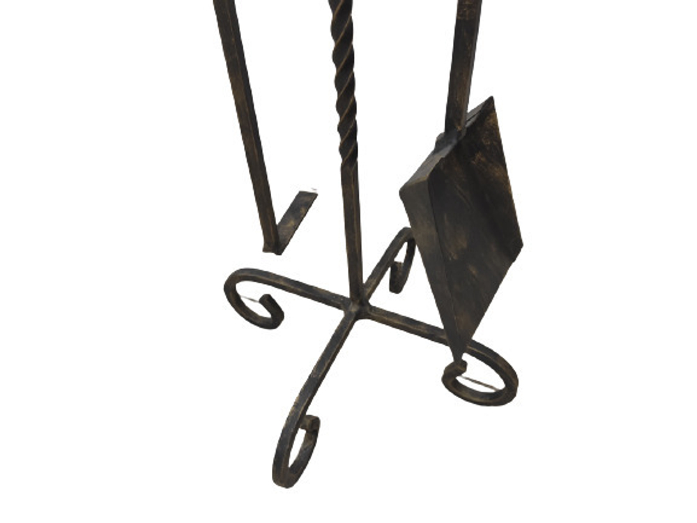 Набор для камина и мангала, кочерга, совок, 2 предмета + подставка, ажурный