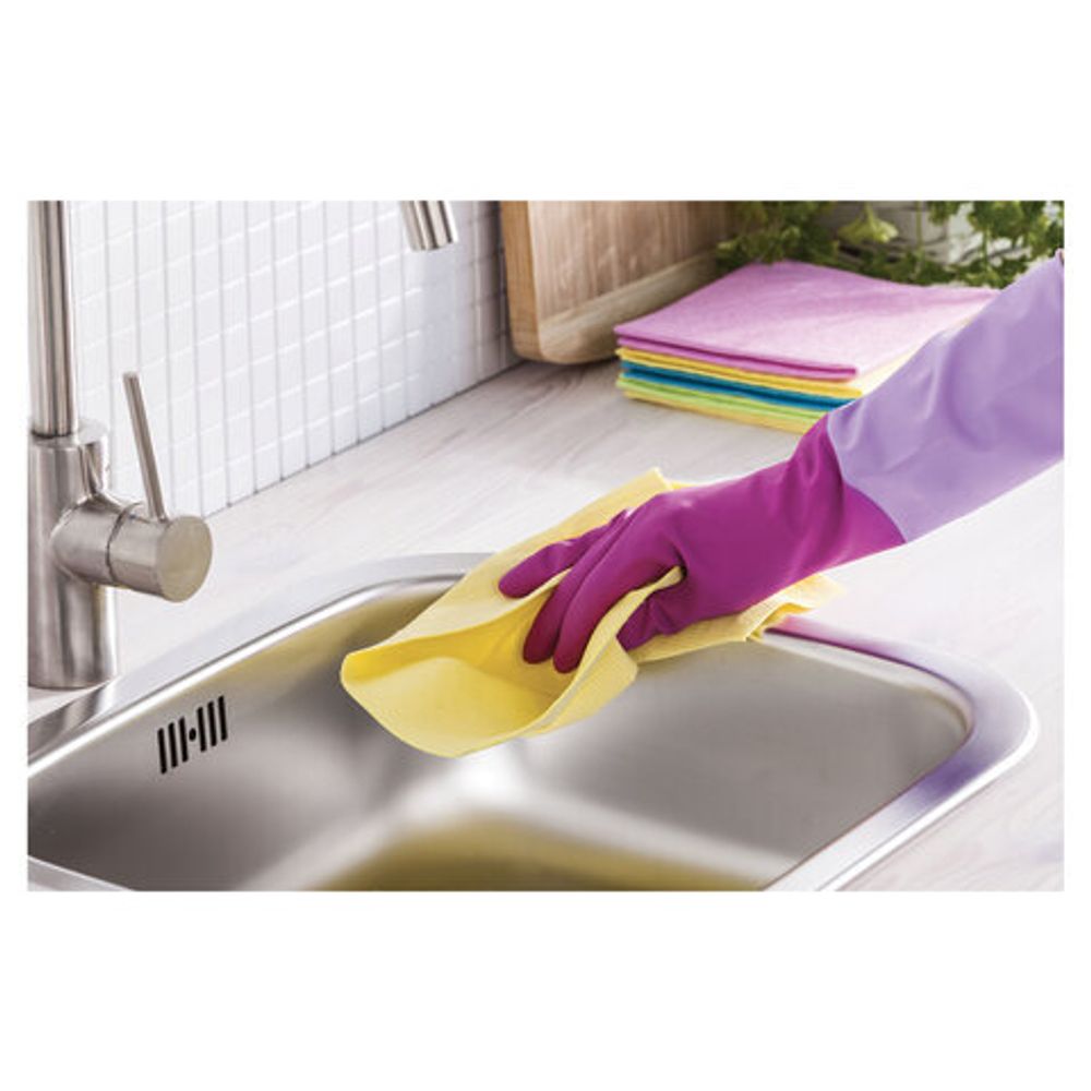 Перчатки резиновые, х/б напыление, рифленые пальцы, размер L, Роза, 75 г, ПРОЧНЫЕ, YORK, 92370