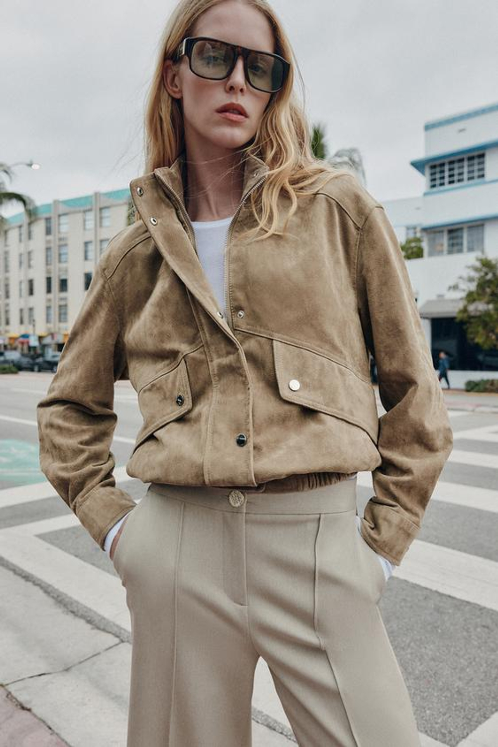 ZARA БРЮКИ КЮЛОТЫ С ДЕКОРАТИВНОЙ СТРОЧКОЙ, КАМЕННО-СЕРЫЙ