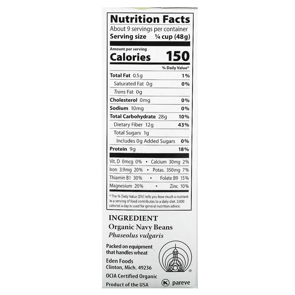 Eden Foods, органическая морская фасоль, 454 г (16 унций)