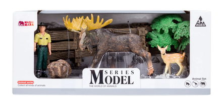 Игровой набор Masai Mara Мир диких животных: лось, олененок, фермер, дерево, забор