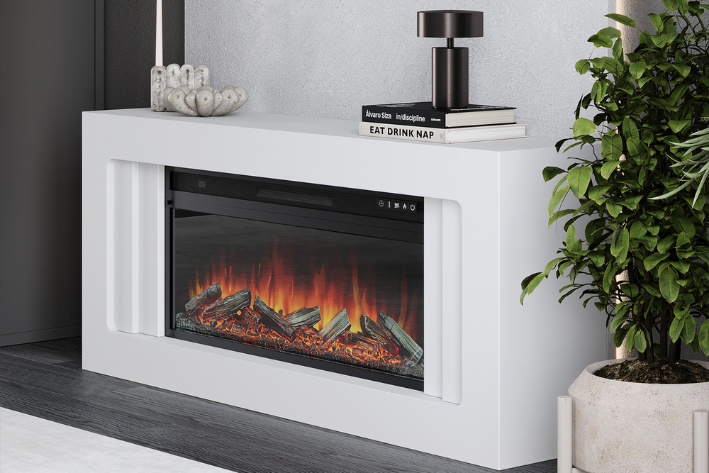 Каминокомплект Line 42 SFT White Marble - Белый мрамор с очагом Vision 42 LOG LED