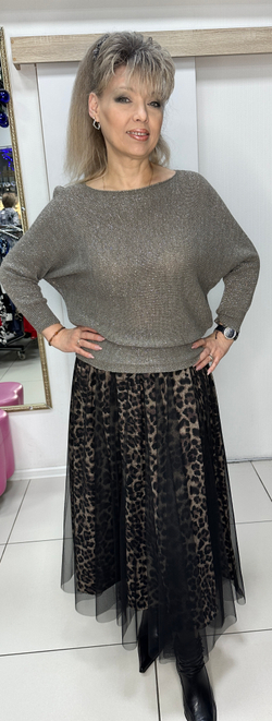 Нарядный блузон с люрексом и атласным бантом