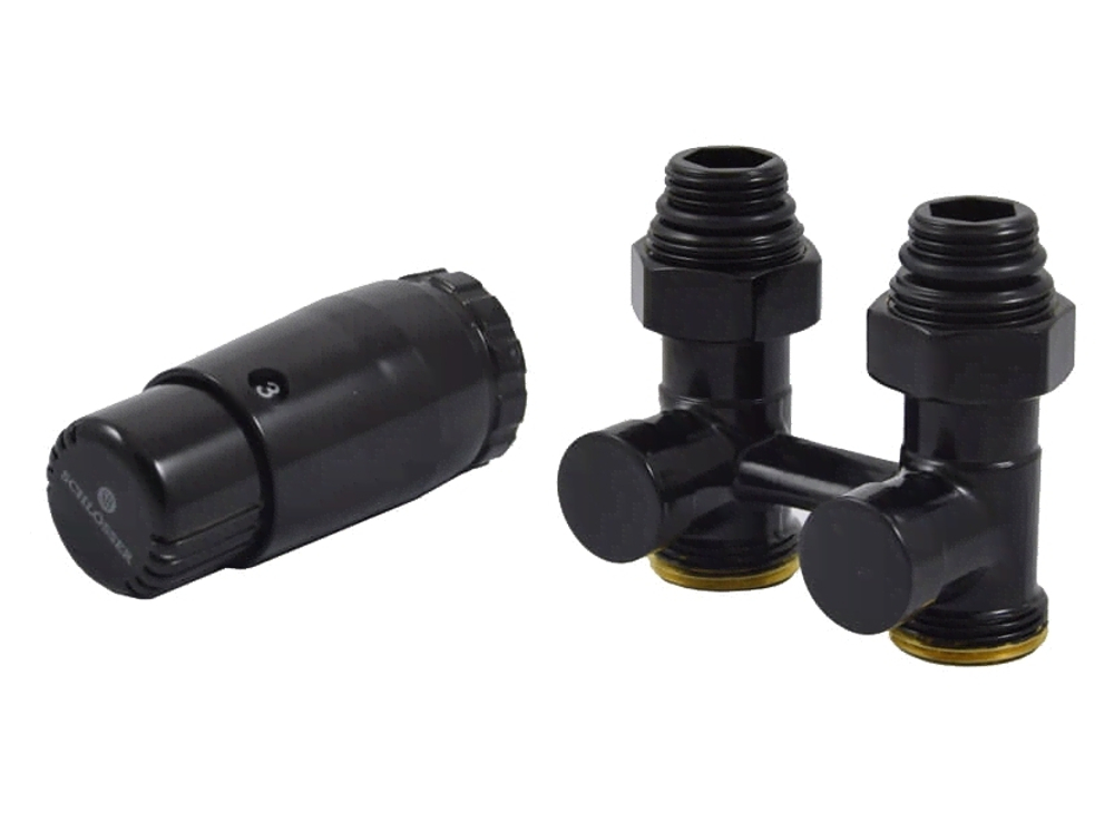 Комплект узла нижнего подкл SCHLOSSER прямой STANDARD 3/4quot; (Ral 9005) с термогол. М30х1,5, ниппеля 1/2quot;Х3/4quot;