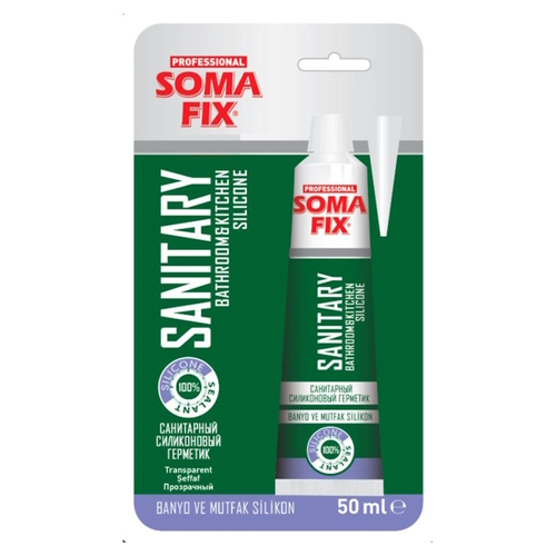 Герметик силикон. SOMA FIX  санитар. для душев.кабин  белый  50мл / S61 * АКЦИЯ