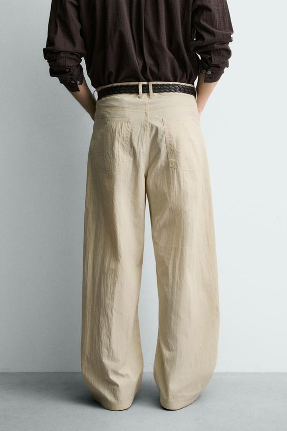 ZARA БРЮКИ CURVED FIT, ЭКРЮ