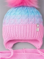 Шапка зимняя вязаная с помпоном и снуд для девочки