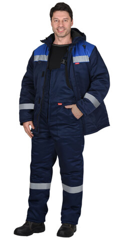Костюм СИРИУС-РОСТ-НОРД-2 зимний, куртка, п/к, темно-синий с васильковым и СОП