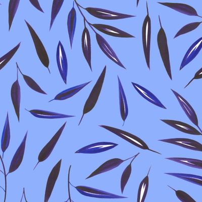 Листья на голубом фоне