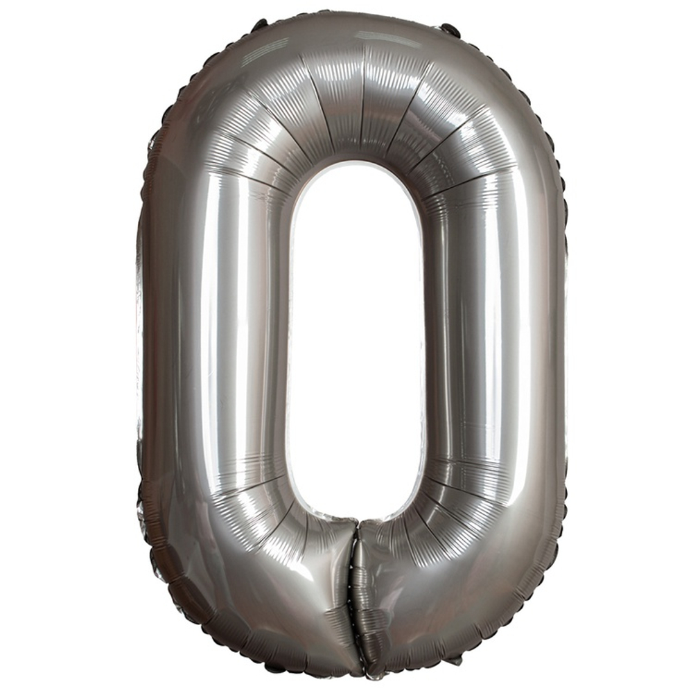 Шар фольгированный Цифра 0 101 см (Серебряный)