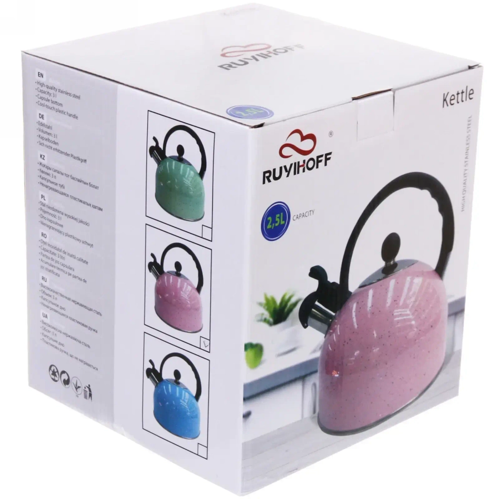 Чайник из нержавеющей стали 2,5 л «Крошка» со свистком, микс цветов