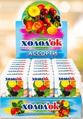 Сахарное драже "Холодок"со вкусом "Ассорти", в дисплей боксе, 18*14гр
