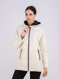 Куртка женская кожаная утепленная с капюшоном