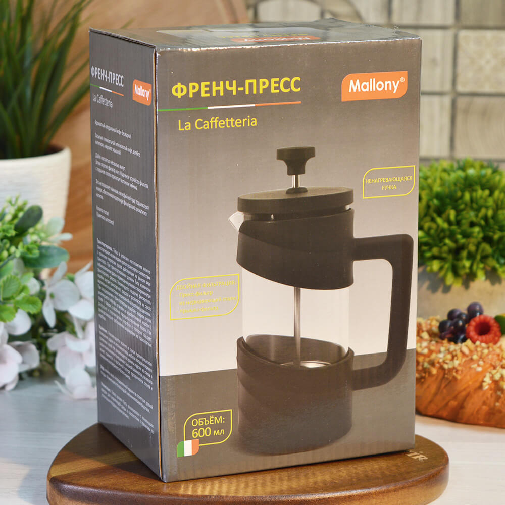 Френч-пресс 0,6л "La Caffetteria" в пластиковом корпусе, цвет черный