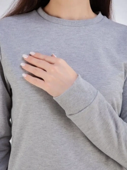 Свитшот без начеса и капюшона однотонный стильный, хлопок