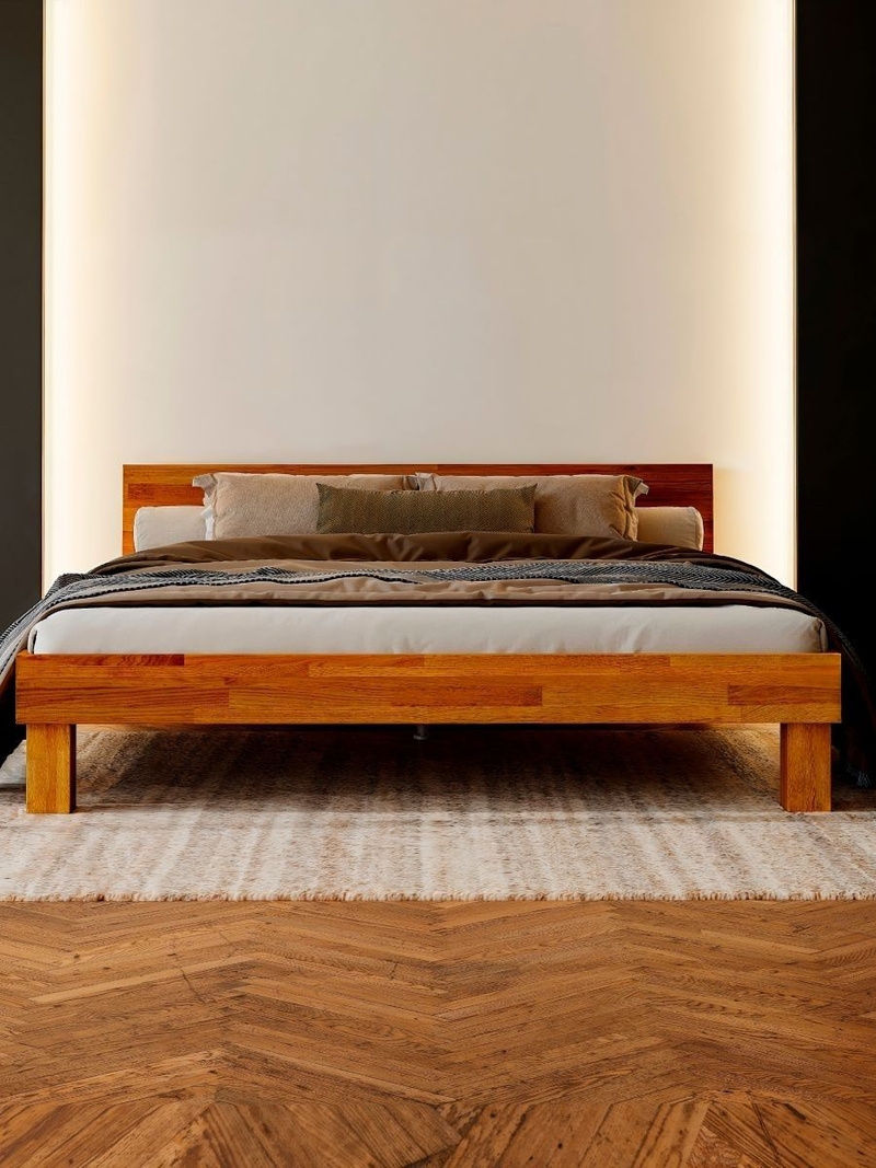 Кровать 160х200, Buona Vita, двуспальная, на ножках в стиле лофт, основание из сосны, массив дуба, Dipriz