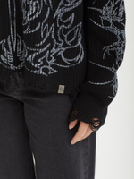 Женский Свитер (Round-neck) Skyra Black Washed Sigil Cross Graphic