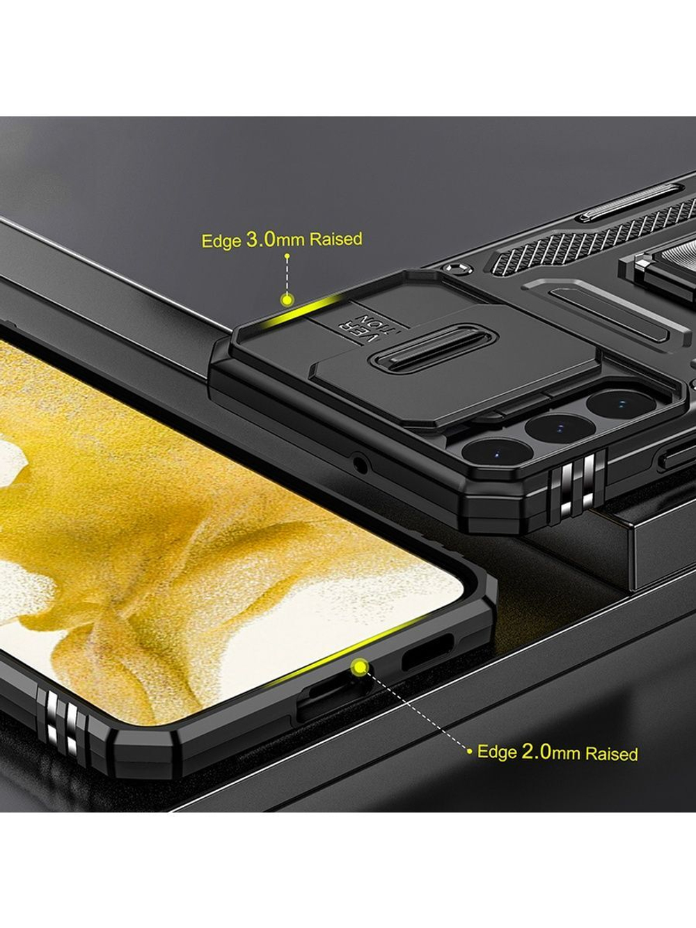 Чехол Safe Case с кольцом и защитой камеры для Samsung Galaxy S22