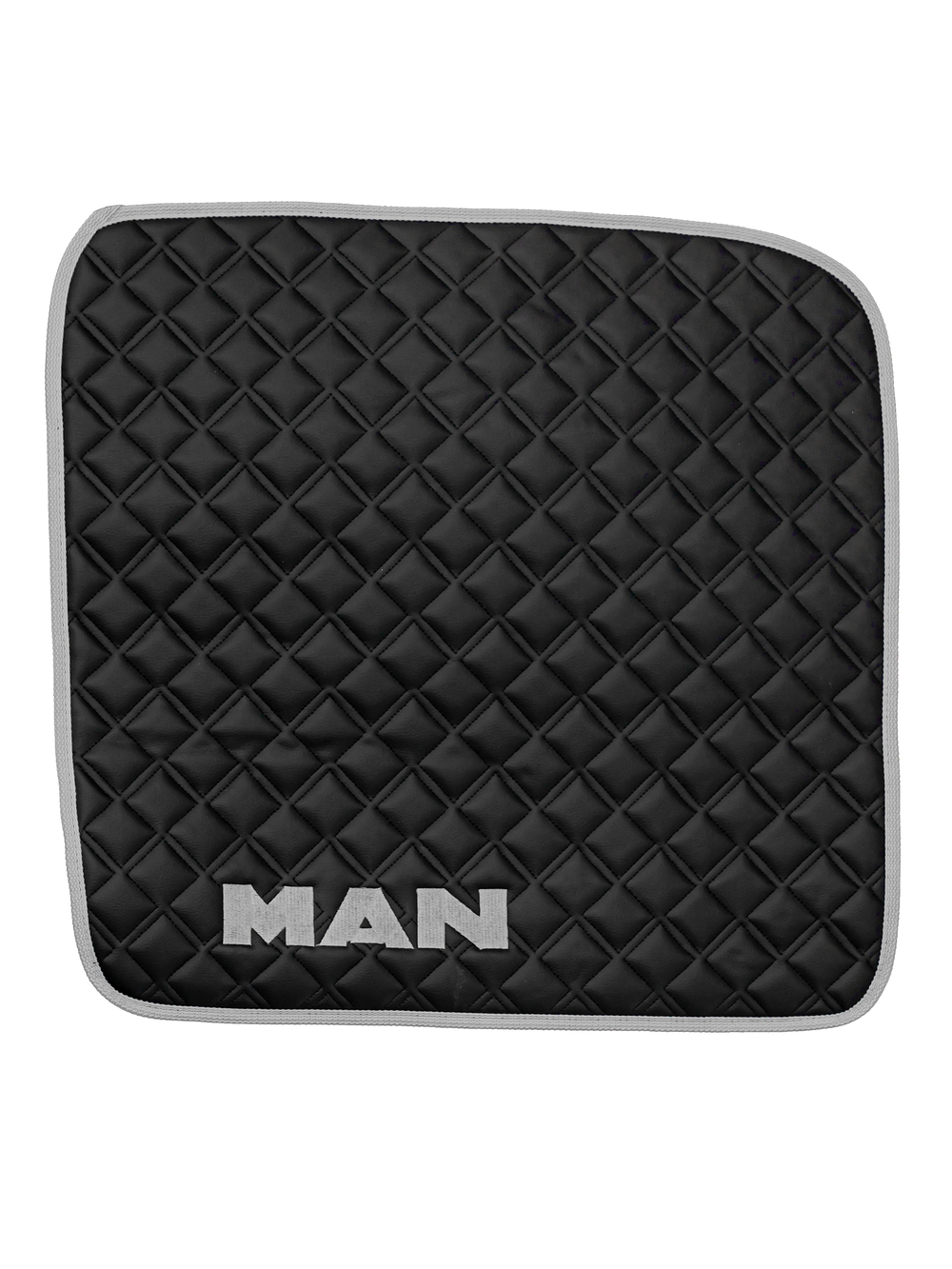 Ковры MAN TGX с 2-мя ящиками (автомат) (экокожа, черный, серый кант, серая вышивка)